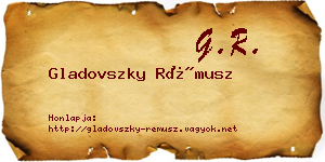 Gladovszky Rémusz névjegykártya